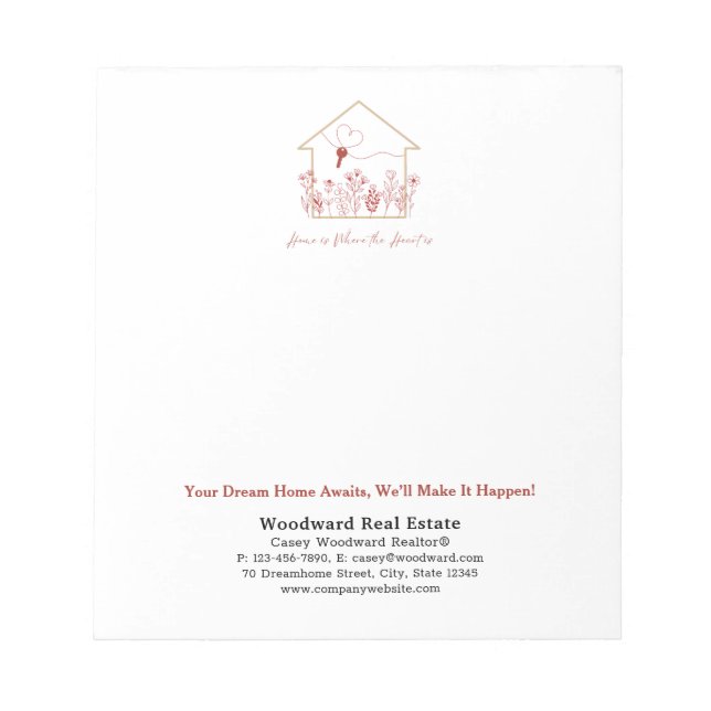 Modern House Key Line Art | Realtor Personalized  Notepad (Front)