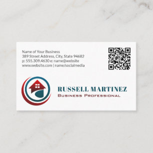 Modern House Logo   Real Estate   QR Code Business Card