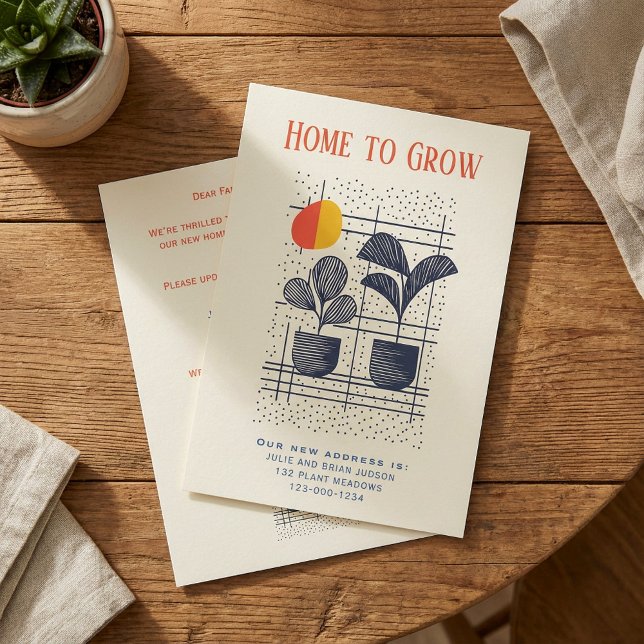 Modern house plants New Home Announcement Card (Modern house plants New Home Announcement Card.)