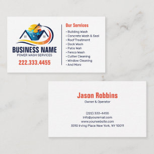 Modern House Power Wash Cleaning Services Business Card