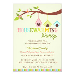 Modern Housewarming Bird Houses Card Modern Housewarming Bird Houses Card