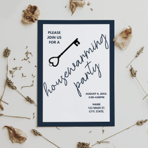Modern Housewarming Party Invitation Navy Blue