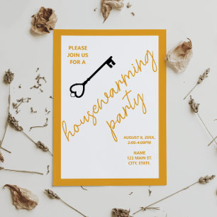 Modern Housewarming Party Invitation   Retro Gold