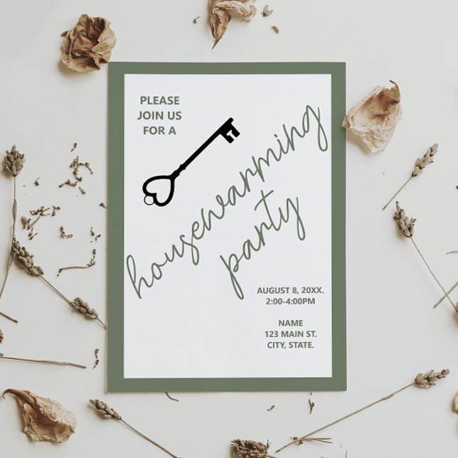 Modern Housewarming Party Invitation | Sage Green (Creator Uploaded)