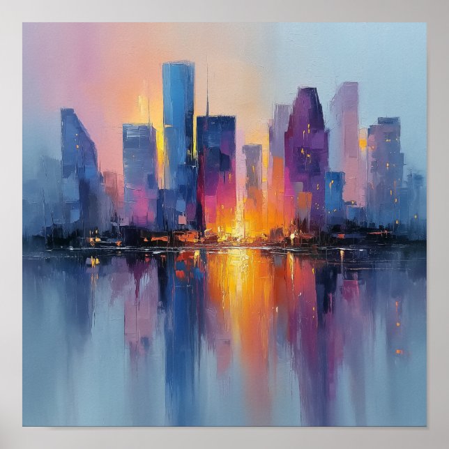 Modern Houston Contemporary City Wall Art (Front)