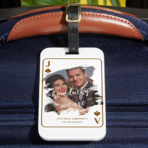 Modern How Lucky We Are Couple Custom Photo Luggage Tag