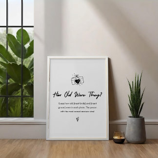 Modern How Old Were They Bridal Shower Game Sign