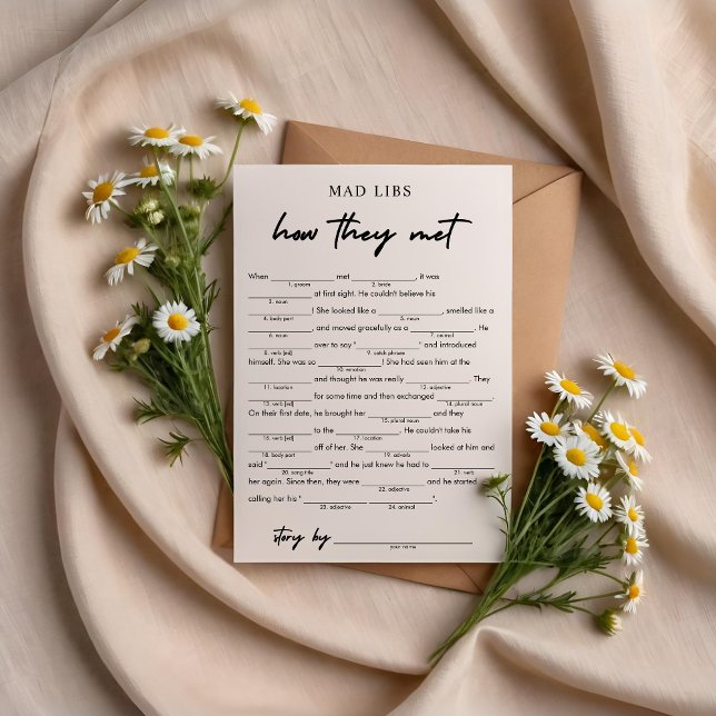 Modern How They Met Bridal Libs Game Invitation (Creator Uploaded)