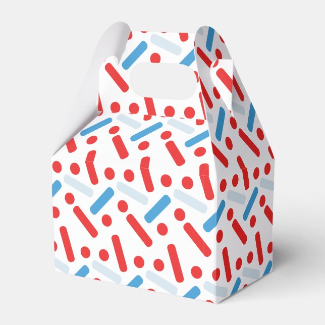 Modern Huge Red Blue Sprinkles Birthday Party Favor Box (Front Side)