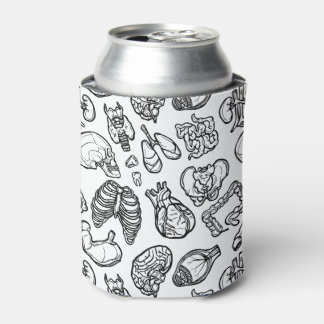 Modern Human Anatomy Bio Science Sketch Pattern Can Cooler