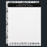 Modern Human Anatomy Science Sketch Personalized Letterhead<br><div class="desc">Customize the text however you wish! Modern sketch illustrations of human anatomy in a perfectly quirky pattern. Hand-drawn hearts, skulls, lungs, ribcage, eyeball, teeth, intestines, stomach, kidneys and more. This unique design is a perfect gift idea for doctors, nurses, med students, science enthusiasts, and beyond. Also a great gothic or...</div>