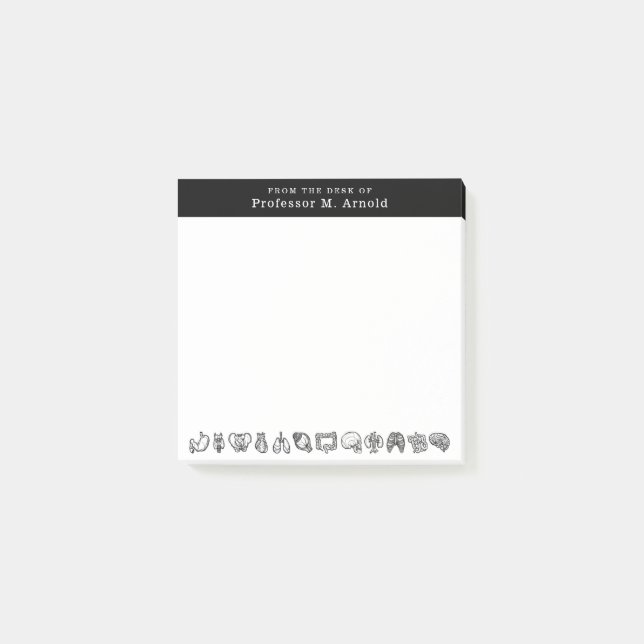 Modern Human Anatomy Science Sketch Personalized Post-it Notes (Front)