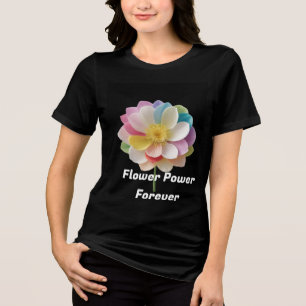 "Modern Human Flower Silhouette Block Colour T-Shi Tri-Blend Shirt