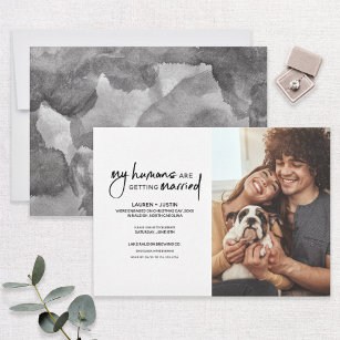 Modern Humans Getting Married Photo Engagement Inv Invitation
