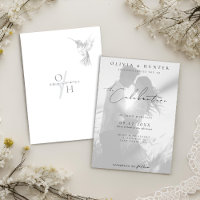 Modern Hummingbird Black and White Photo Wedding 
