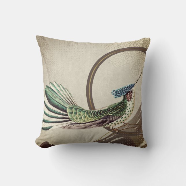 Modern Hummingbird Design | Ernst Haeckel Inspired Throw Pillow (Front)
