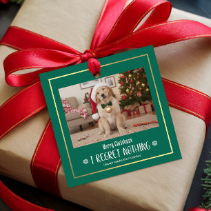 Modern Humorous Playful Cute Dog Photo Christmas Favour Tags