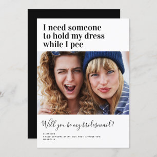 Modern Humour Photo Bridesmaid Proposal Card