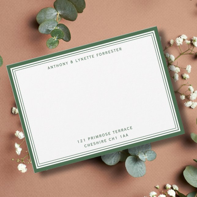 Modern Hunter Green Border Name & Address  Card (Creator Uploaded)