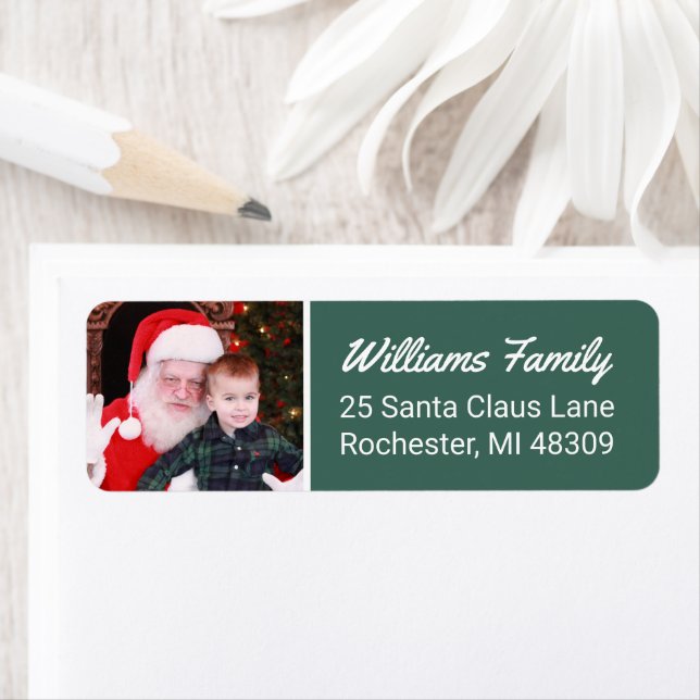 Modern Hunter Green Custom Photo Return Address (Insitu)