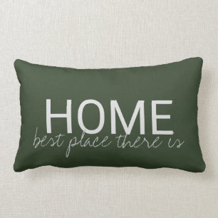 Modern hunter green HOME best place there is Lumbar Pillow