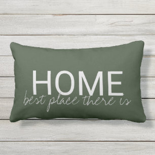 Modern hunter green HOME best place there is Lumbar Pillow