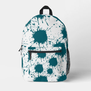 Modern Hunter Green & White Paint Splatter  Printed Backpack