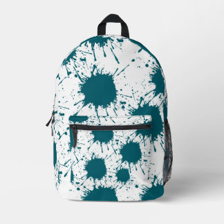 Modern Hunter Green & White Paint Splatter  Printed Backpack