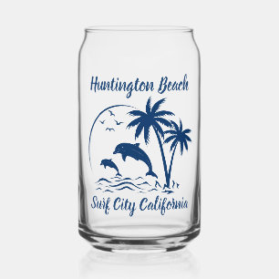 Modern Huntington Beach California Dark Blue Can Glass