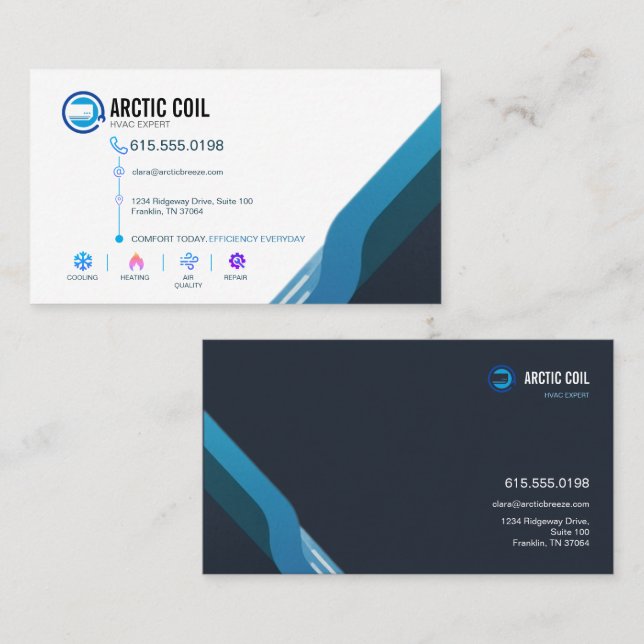Modern HVAC Climate Control Business Card (Front/Back)