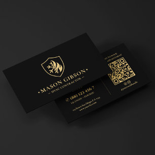 Modern HVAC Contractor Logo Black Business Card