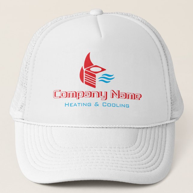 Modern HVAC Red and Blue Uniform Trucker Hat (Front)