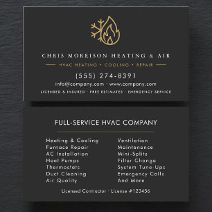Modern HVAC Services Company Black Gold Business Card