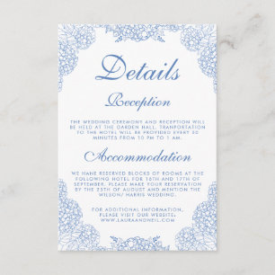 Modern Hydrangea Dusty Blue Floral Details Enclosure Card