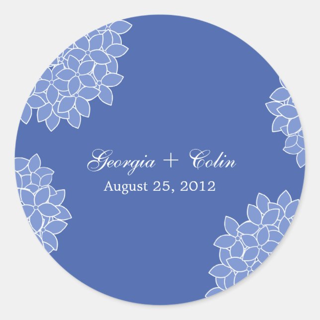 Modern Hydrangea Favour Sticker/Envelope Seal (Front)