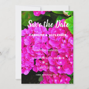 Modern Hydrangea pink Flowers Summer Wedding Save The Date