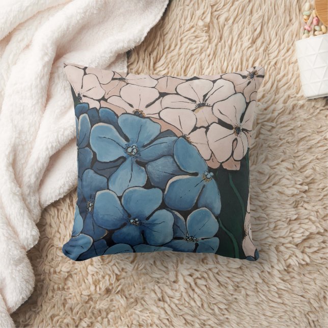 Modern Hydrangea  Throw Pillow (Blanket)