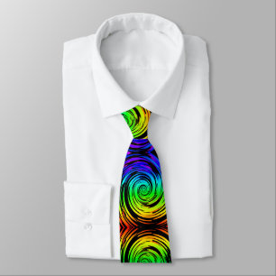 modern hypnotize spiral rainbow twist pattern tie