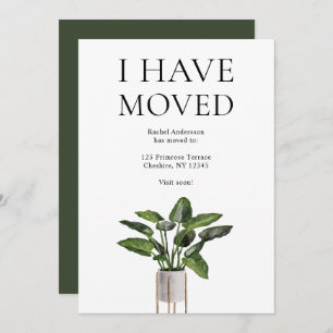 Modern I Have Moved Potted Plant Change of Address Announcement