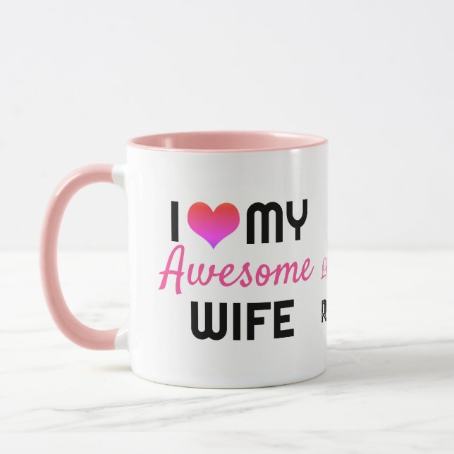 Modern I Love My Awesome Wife Valentine's Day  Mug (Left)