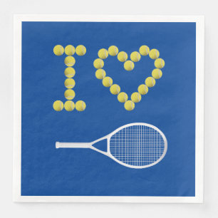 Modern I Love Tennis Court Blue Napkin