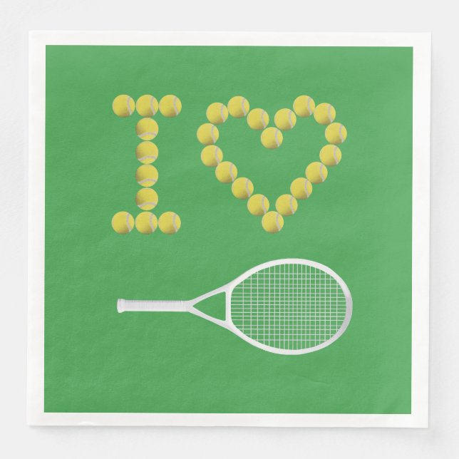 Modern I Love Tennis Court Green Napkin (Front)
