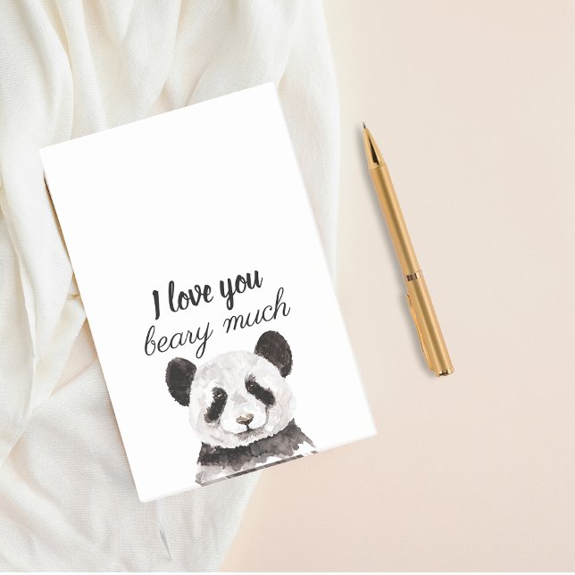 Modern I Love You Beary Much Black And White Panda Post-it Notes (Creator Uploaded)