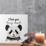 Modern I Love You Beary Much Black And White Panda Tile<br><div class="desc">Our collection includes a variety of products that make for heartfelt and thoughtful gifts. From cozy throw pillows to stylish tote bags, you can spread the love with these delightful pandas wherever you go. The minimalist design adds a touch of sophistication to your accessories while conveying a sweet message. Whether...</div>