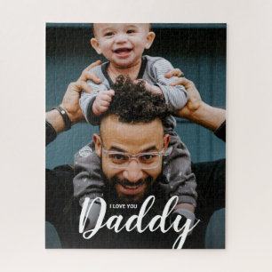 Modern I Love You Daddy Script Custom Photo Jigsaw Puzzle