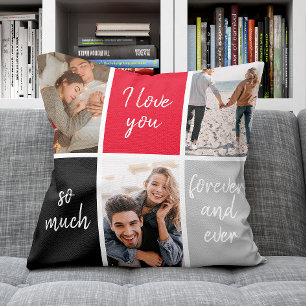 Modern I Love You Photo Collage Valentine's Day Throw Pillow