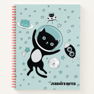Modern I Need More Space Black Cat Cartoon Notebook