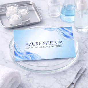 Modern Ice Blue Agate Marble Metallic Med Spa Business Card