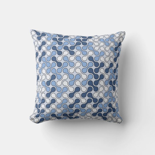Modern Ice Blue Geometric Metaball Pattern Throw Pillow (Front)