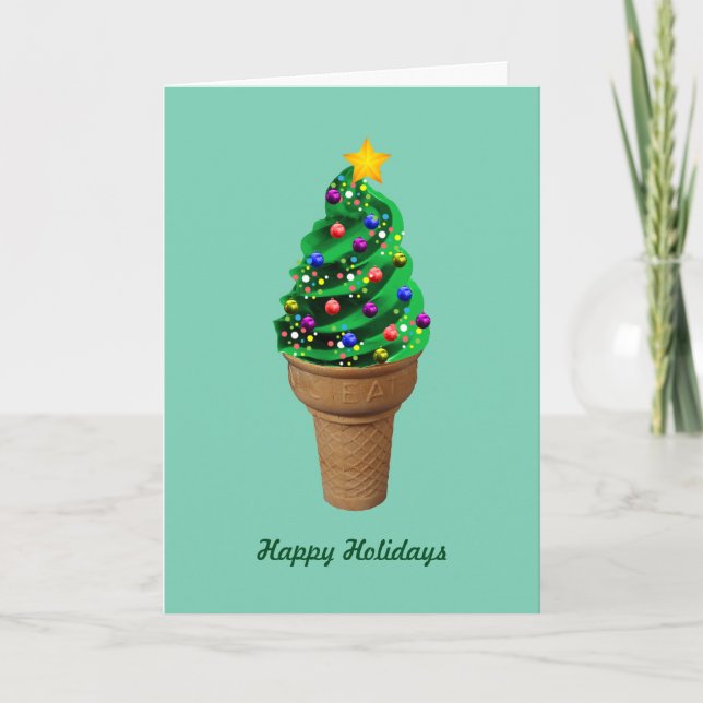 Modern Ice Cream Christmas Tree Greetings Card (Front)